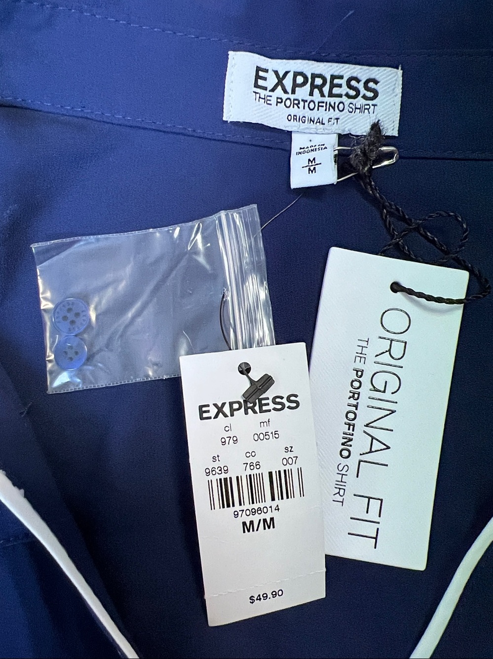 Express - NWT- The Portofino Shirt -  Navy Contrast Trim Blouse - Picture 8 of 12